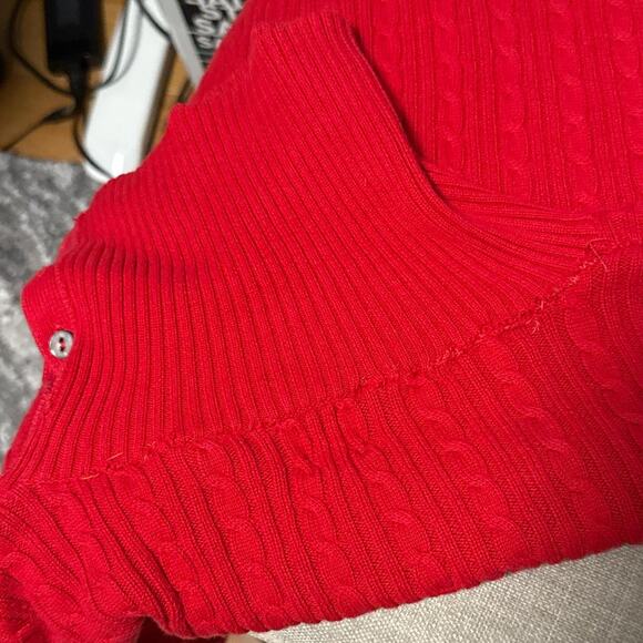 Valerie Stevens red off the shoulder sweater with silver buttons - Picture 8 of 8